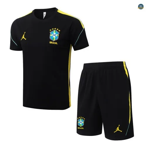 Maillot Training Foot Brésil + Shorts 2026/27 Noir/Jaune