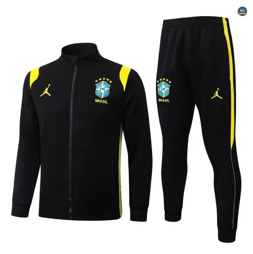Veste Survetement foot Brésil 2026/27 Noir/Jaune
