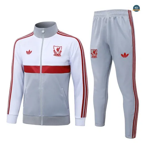 Veste Survetement Enfant Foot Liverpool 2026/27 Gris/Blanc